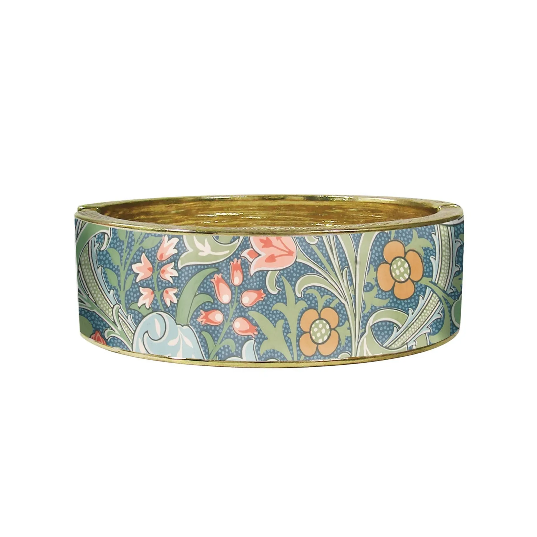 William Morris Lily Fine Art Hinged Cuff Gold Bangle Bracelet