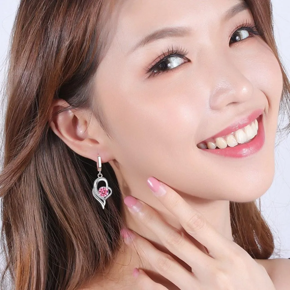 Women Sterling Silver Crystal Zircon Earrings