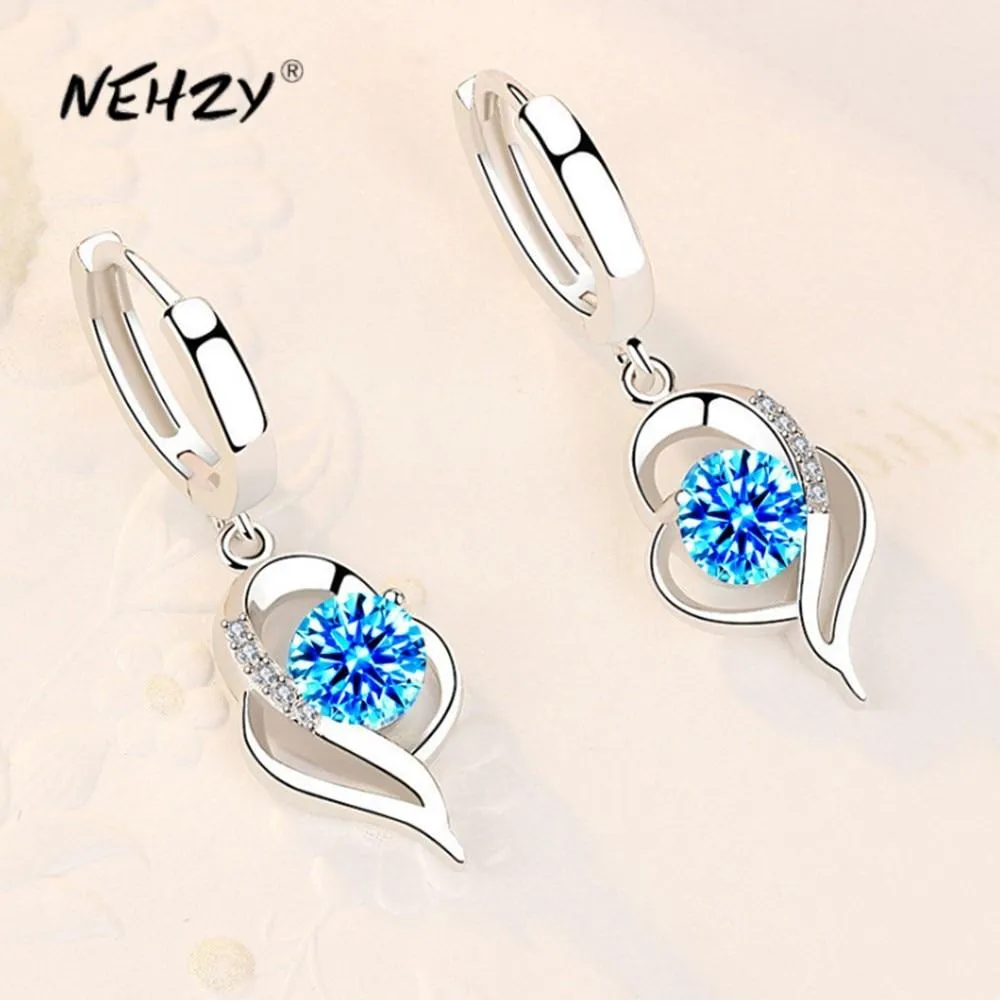 Women Sterling Silver Crystal Zircon Earrings