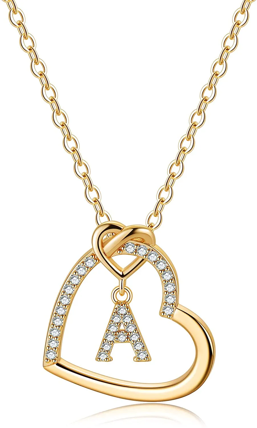 Women's 14K Gold Filled Heart Initial Necklace