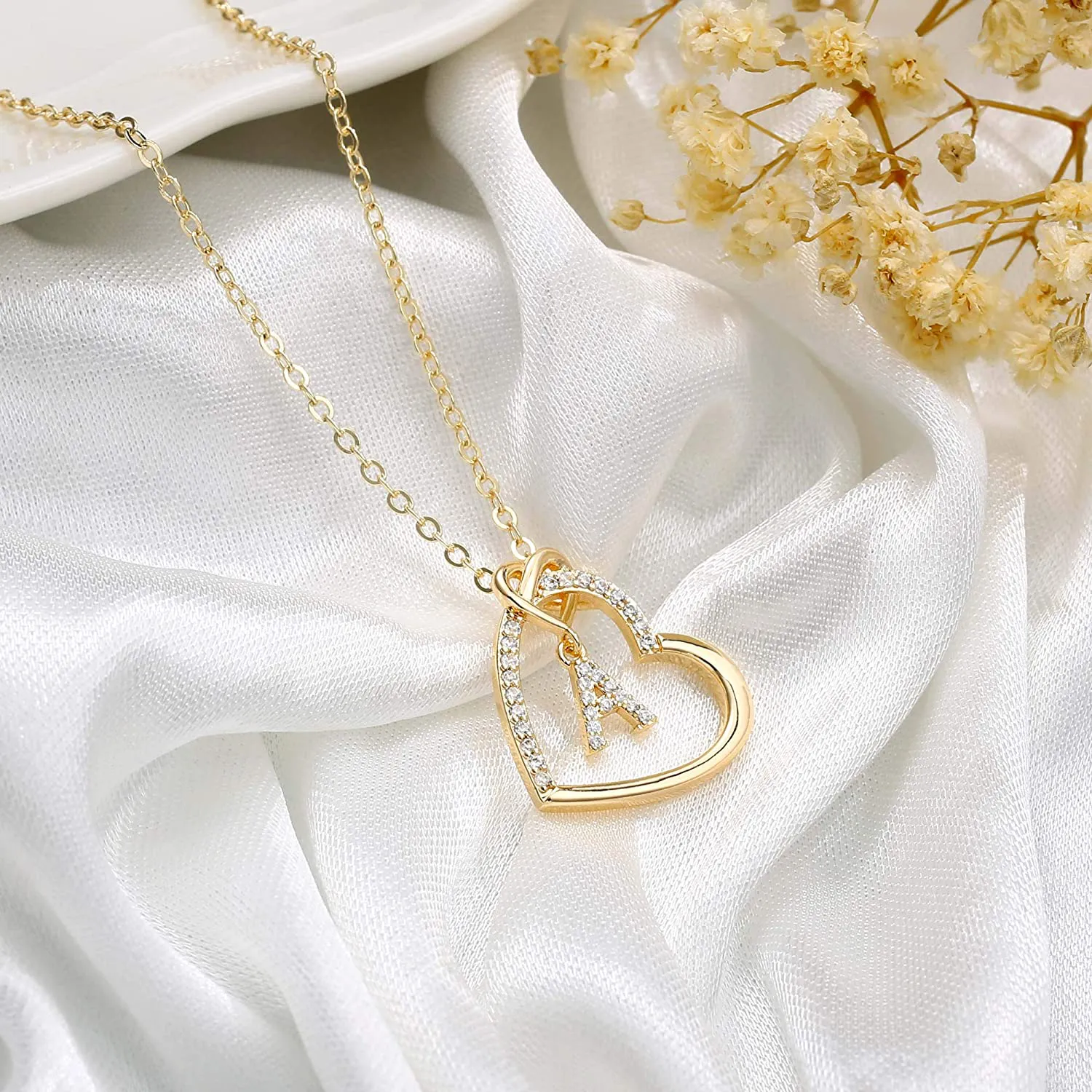Women's 14K Gold Filled Heart Initial Necklace
