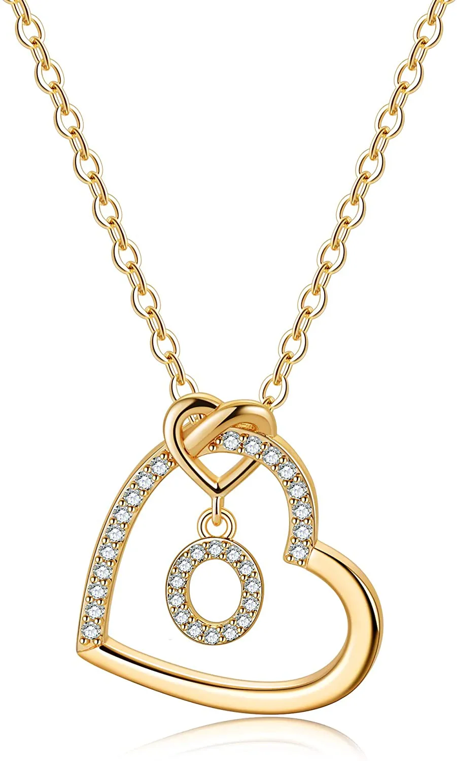 Women's 14K Gold Filled Heart Initial Necklace