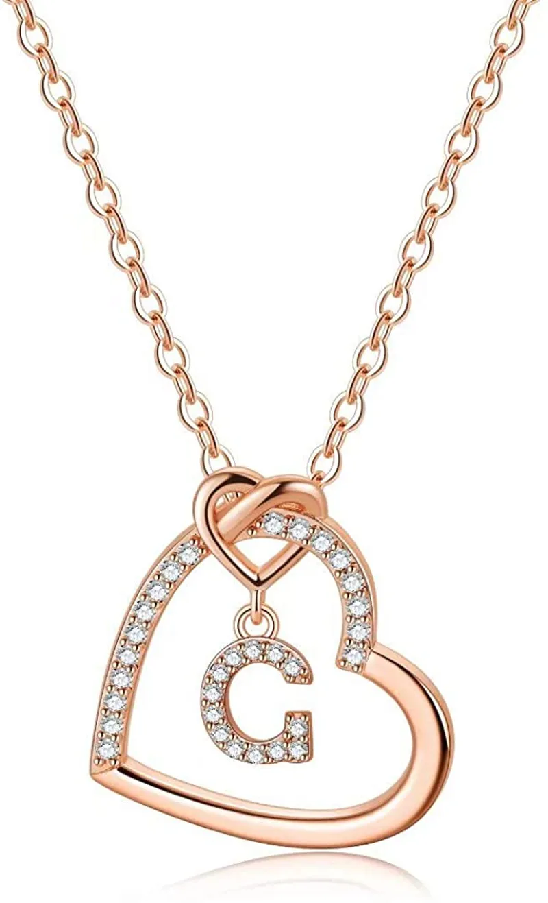 Women's 14K Gold Filled Heart Initial Necklace