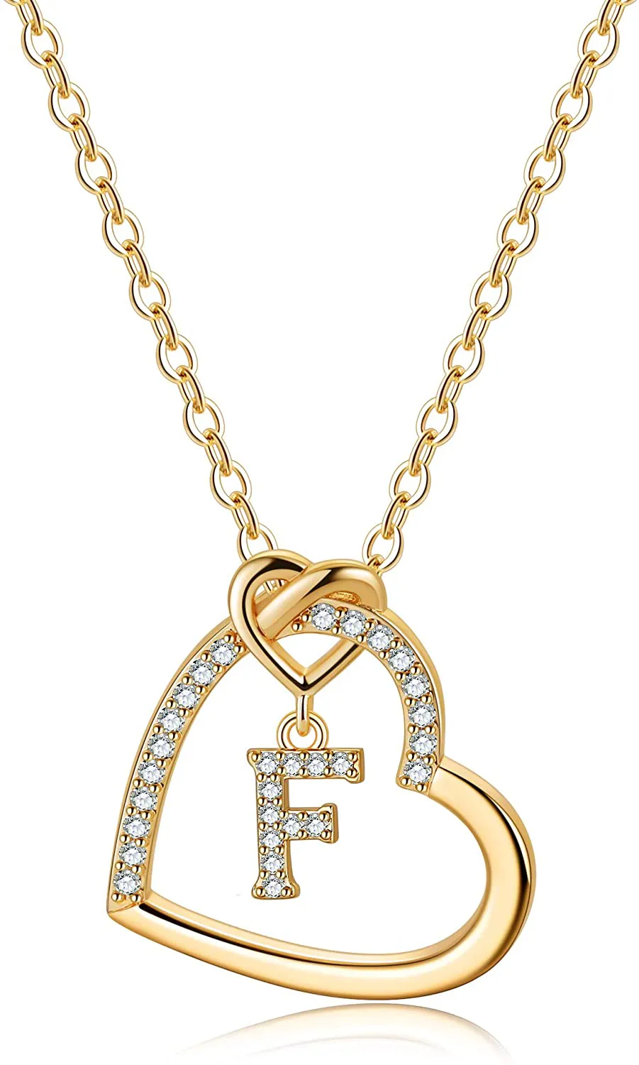 Women's 14K Gold Filled Heart Initial Necklace