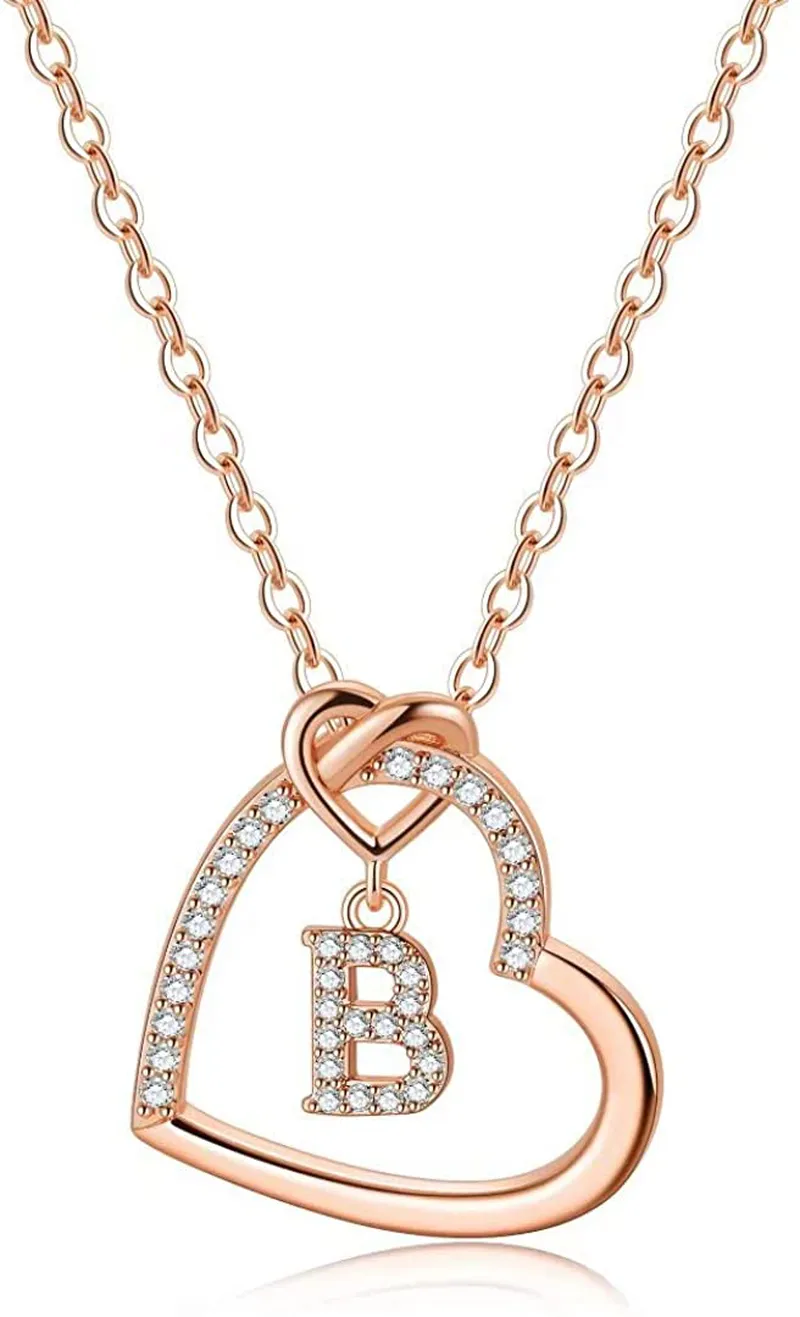 Women's 14K Gold Filled Heart Initial Necklace