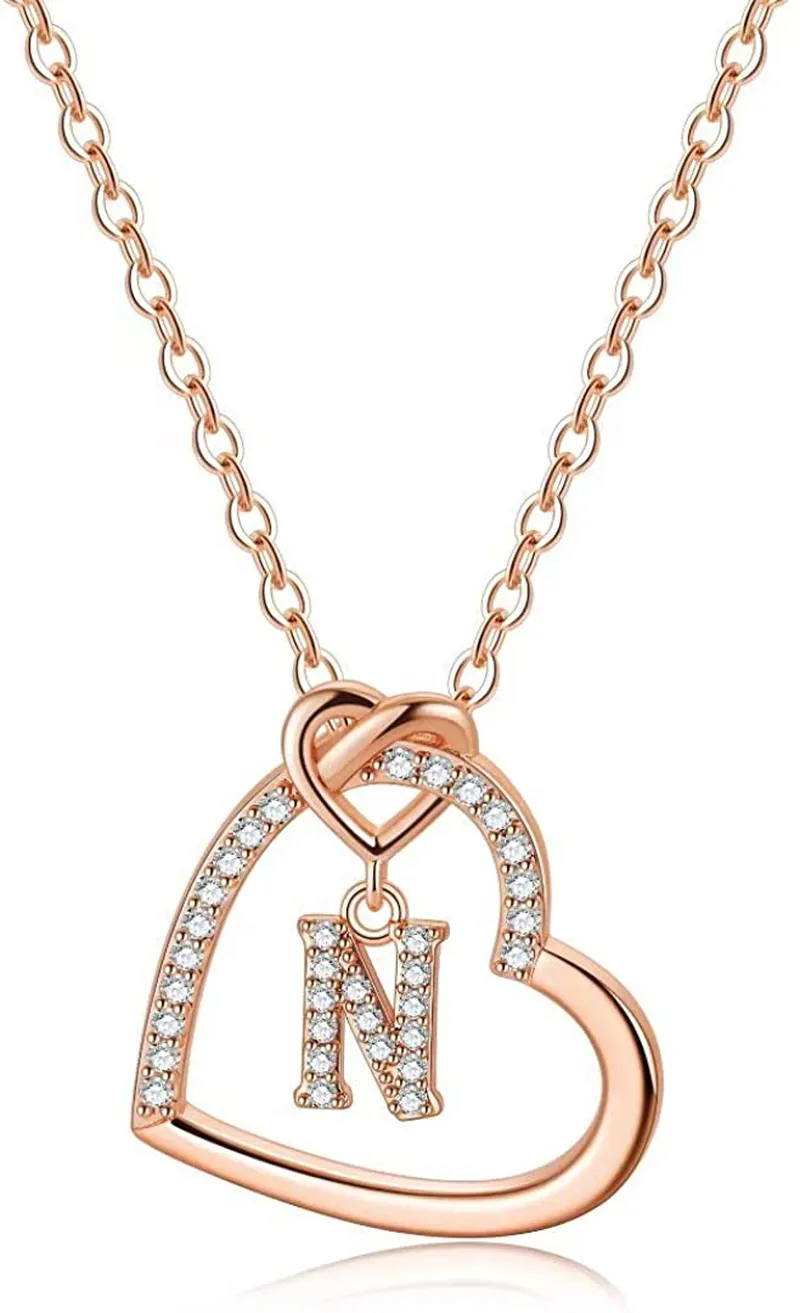 Women's 14K Gold Filled Heart Initial Necklace