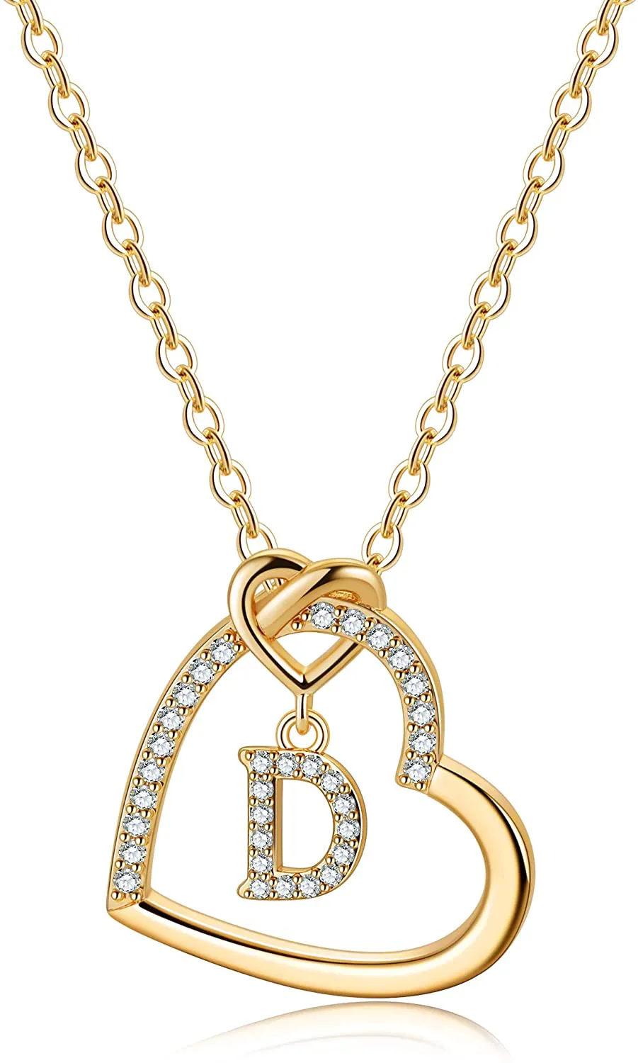 Women's 14K Gold Filled Heart Initial Necklace