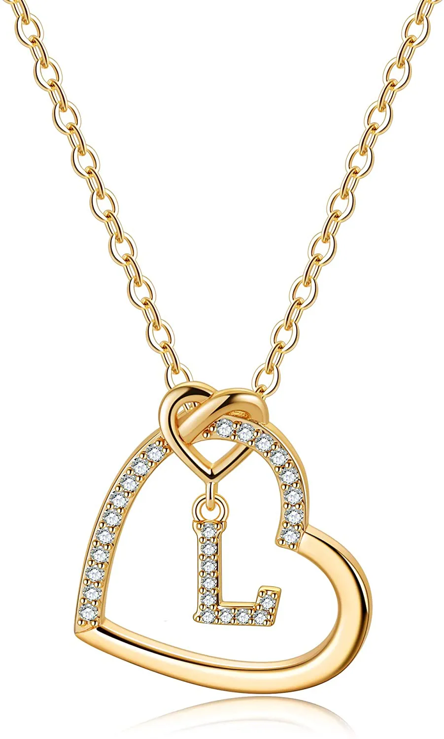Women's 14K Gold Filled Heart Initial Necklace