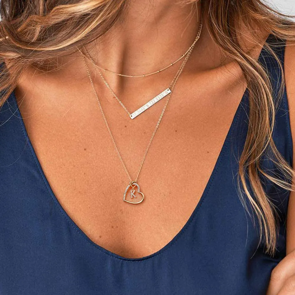 Women's 14K Gold Filled Heart Initial Necklace