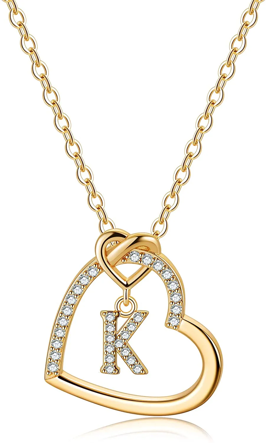 Women's 14K Gold Filled Heart Initial Necklace
