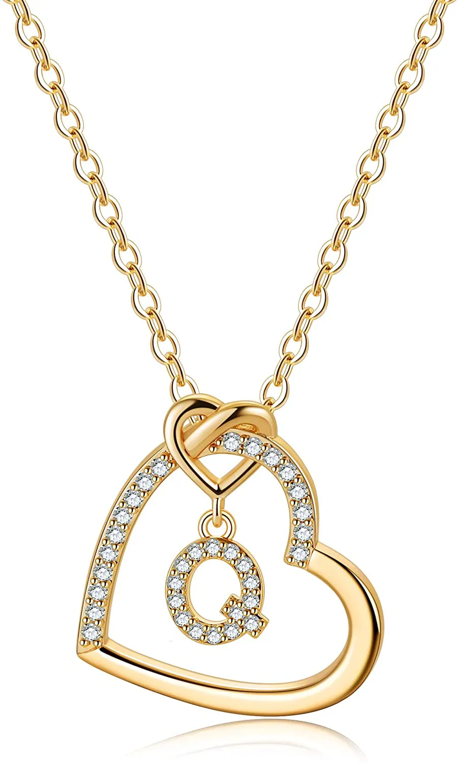 Women's 14K Gold Filled Heart Initial Necklace