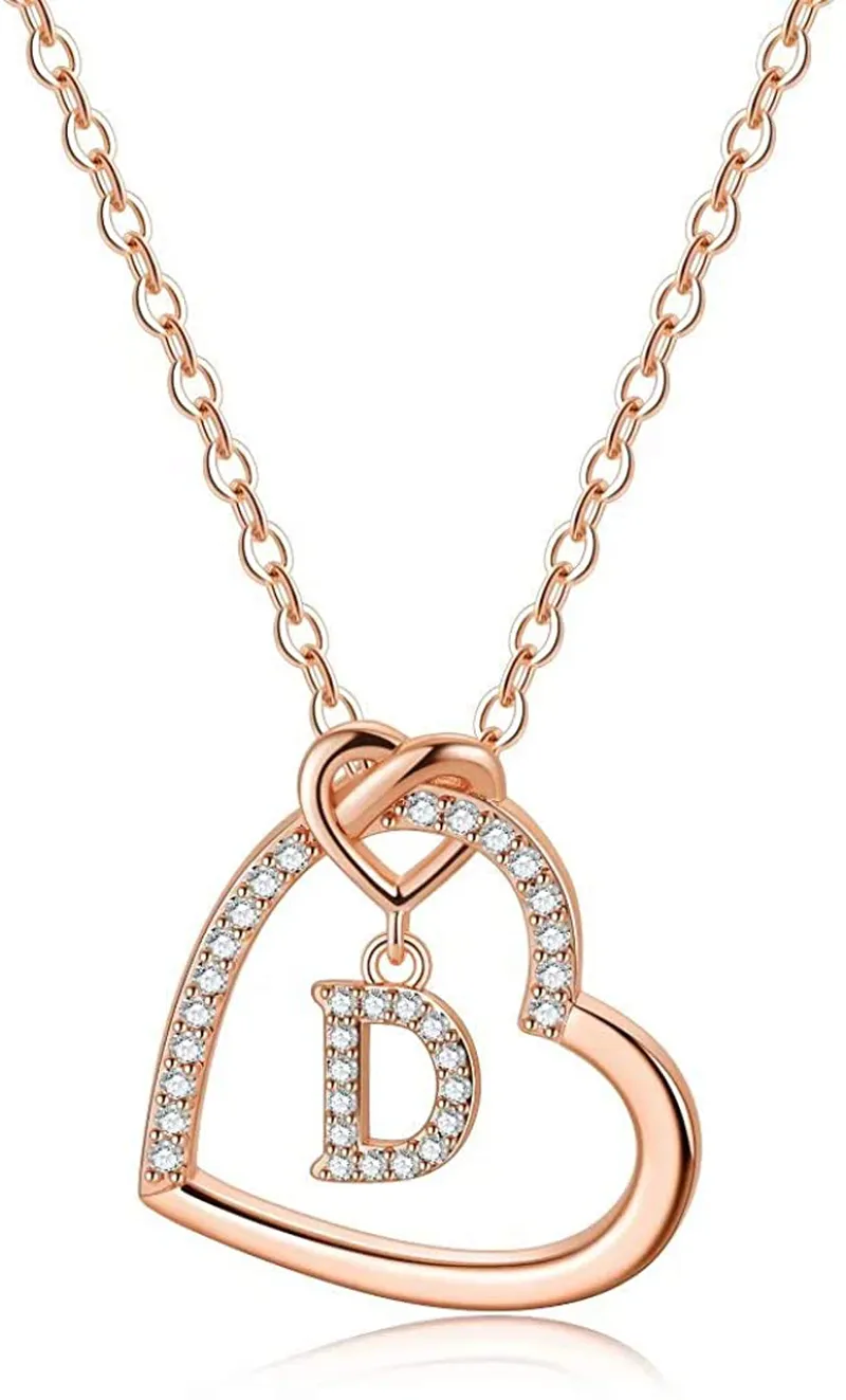 Women's 14K Gold Filled Heart Initial Necklace
