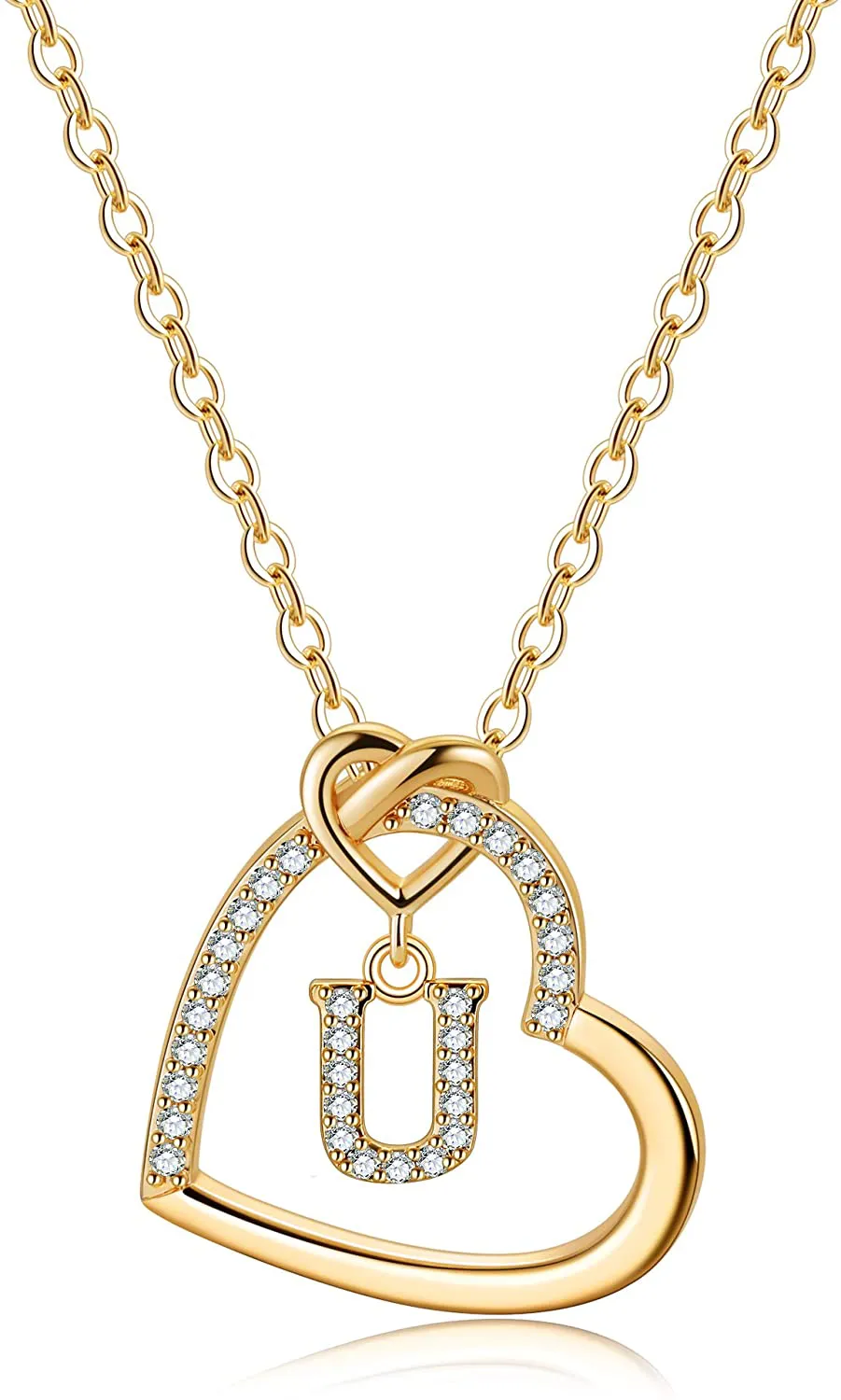 Women's 14K Gold Filled Heart Initial Necklace