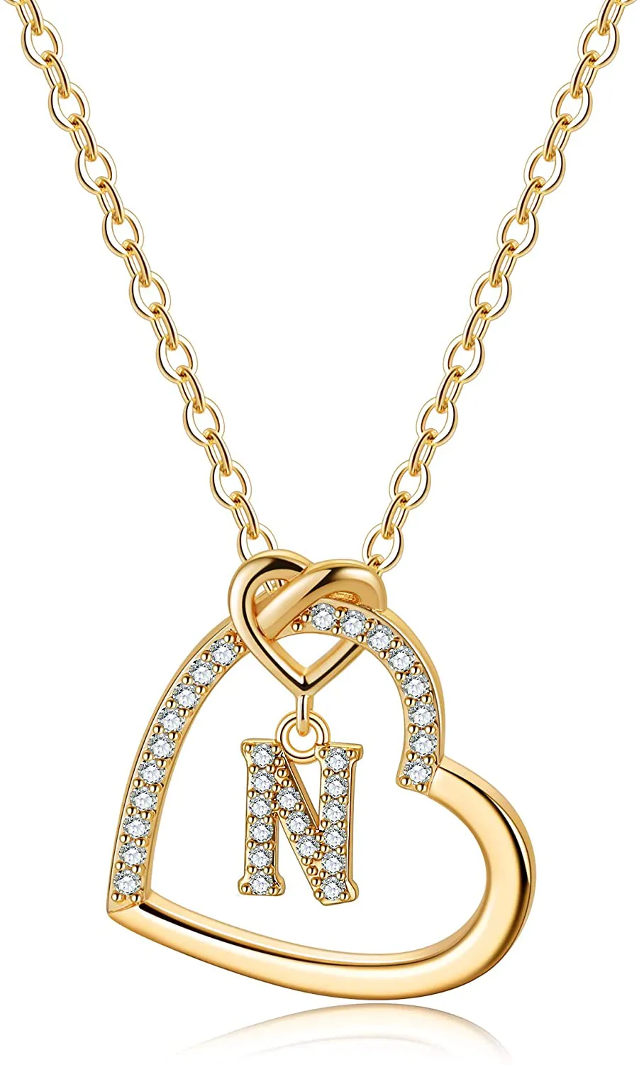 Women's 14K Gold Filled Heart Initial Necklace