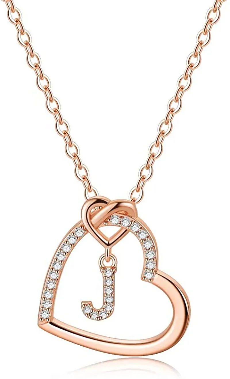 Women's 14K Gold Filled Heart Initial Necklace