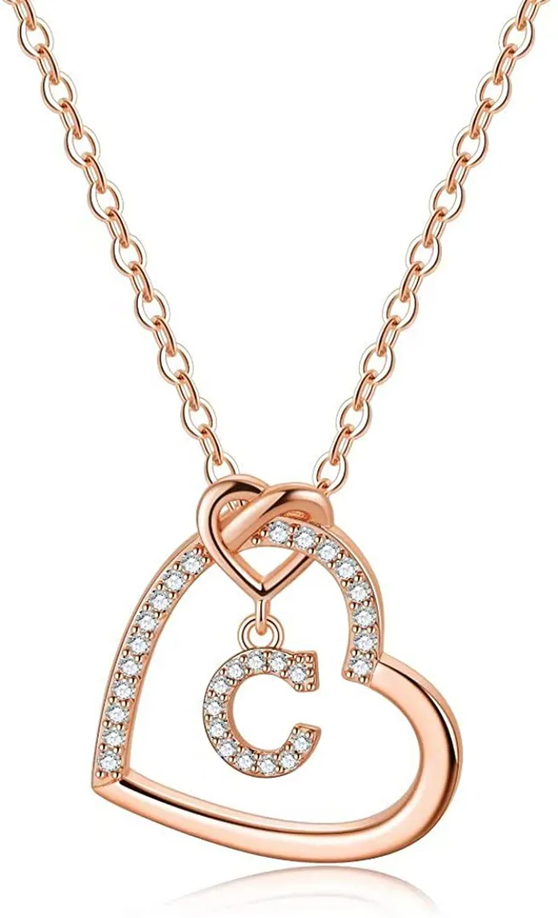 Women's 14K Gold Filled Heart Initial Necklace