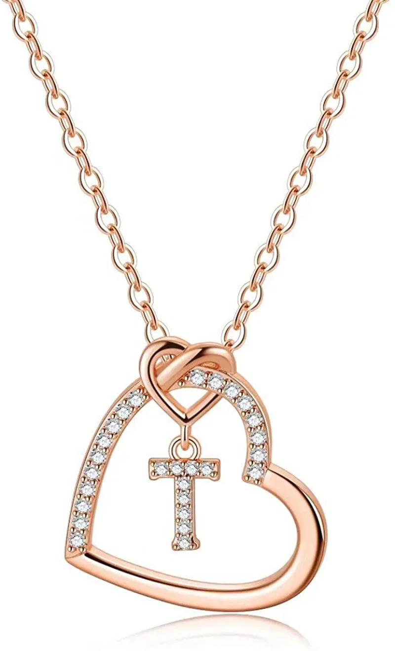 Women's 14K Gold Filled Heart Initial Necklace