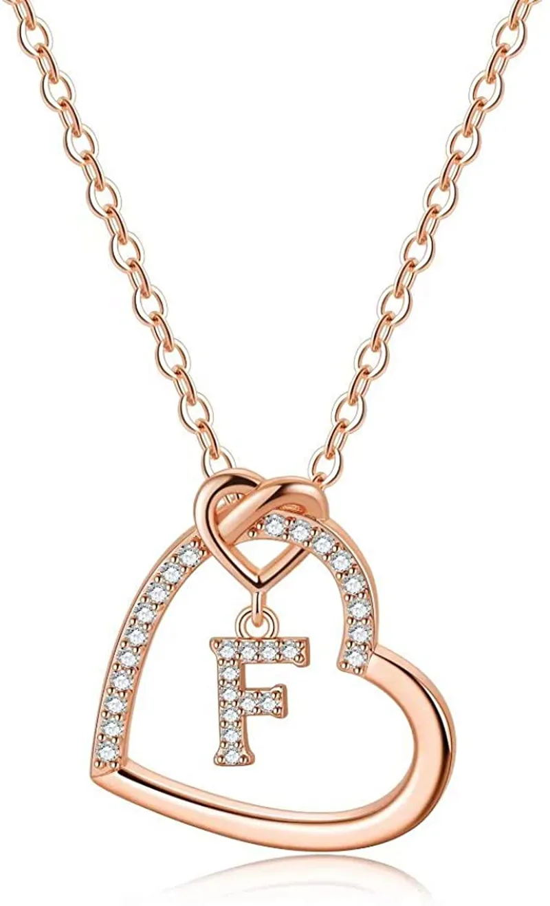 Women's 14K Gold Filled Heart Initial Necklace