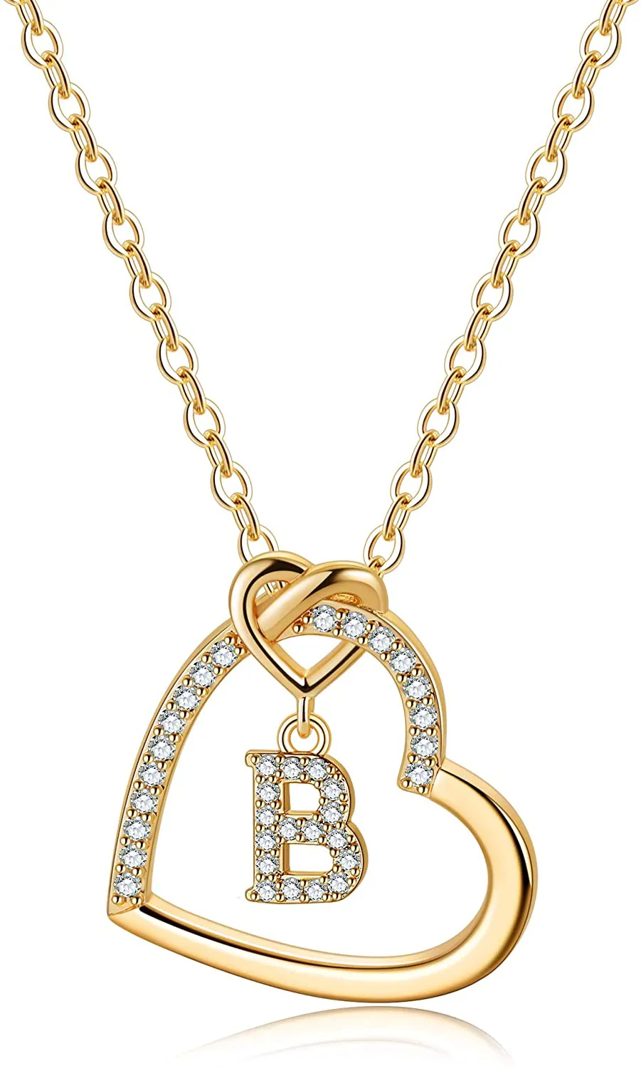 Women's 14K Gold Filled Heart Initial Necklace