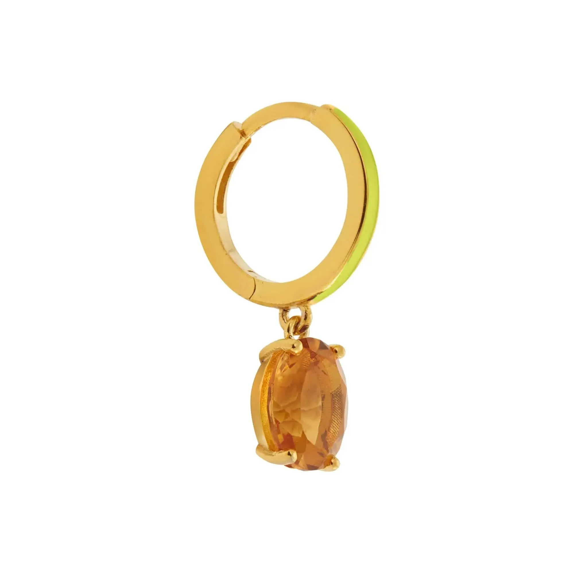 Yellow Enamel & Citrine Hoops