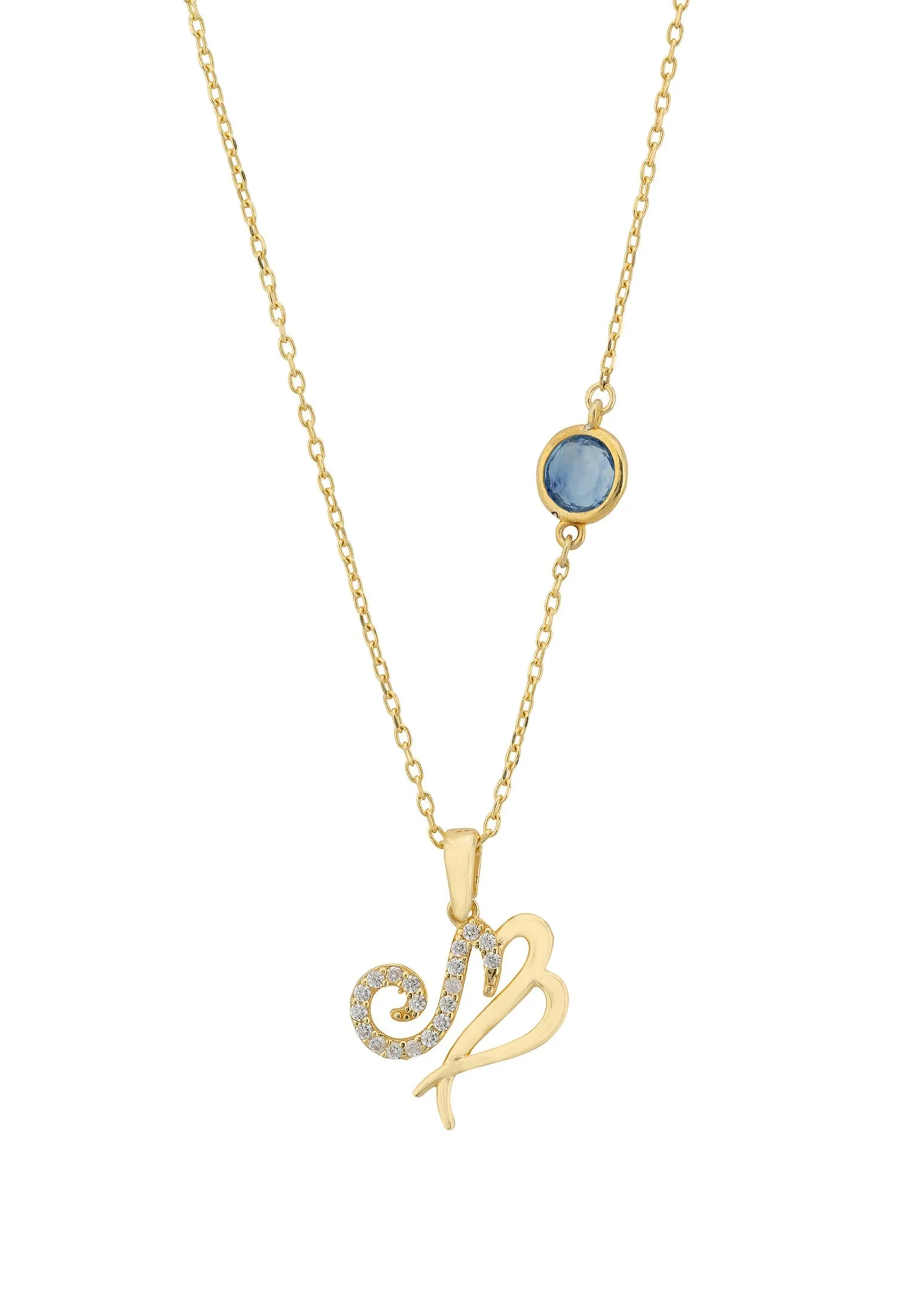 Zodiac Birthstone Virgo Necklace Dipped in Gold with Sapphire