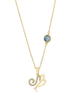 Zodiac Birthstone Virgo Necklace Dipped in Gold with Sapphire